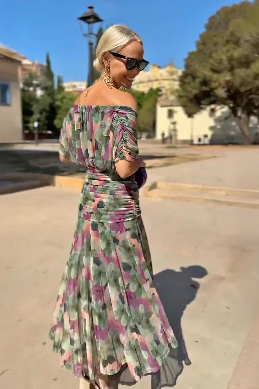 Monica | Vestido Maxi de Flores Fantásticas con Escote en V