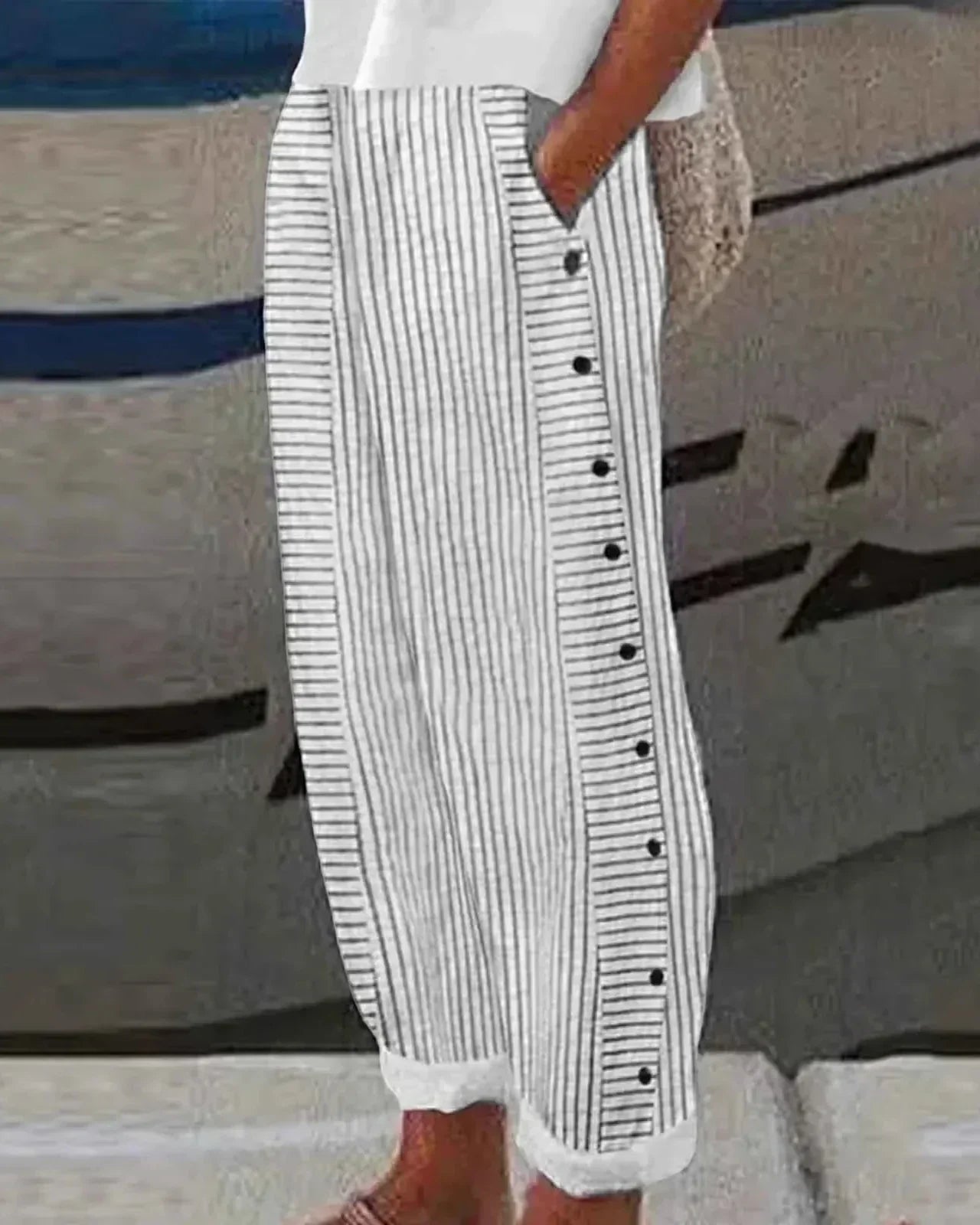 Costero | Pantalones de Botón Rayados