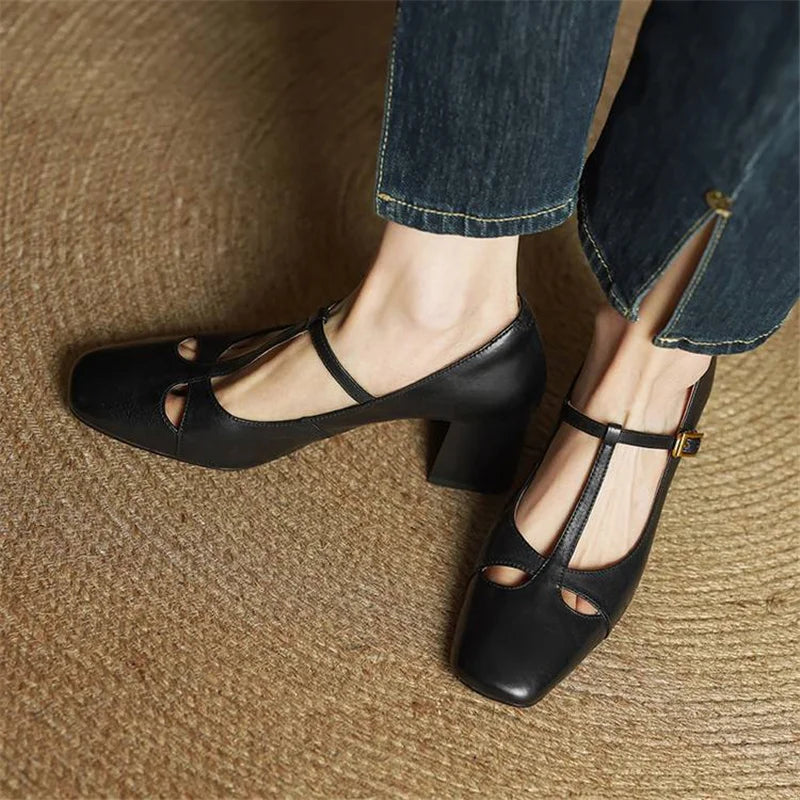 Elora Tacones Altos de Cuero Auténtico