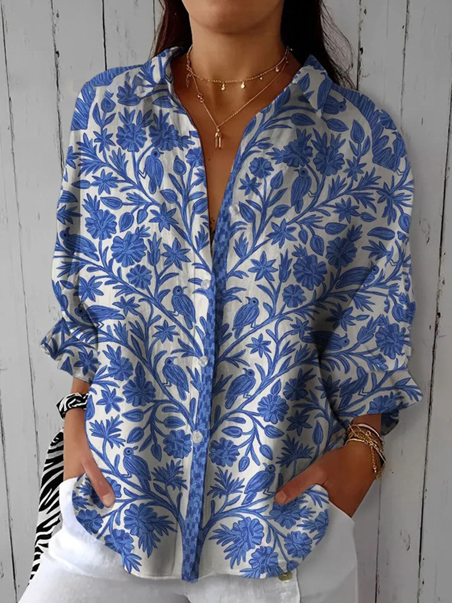 Frederikke | Blusa de Jardín Azul