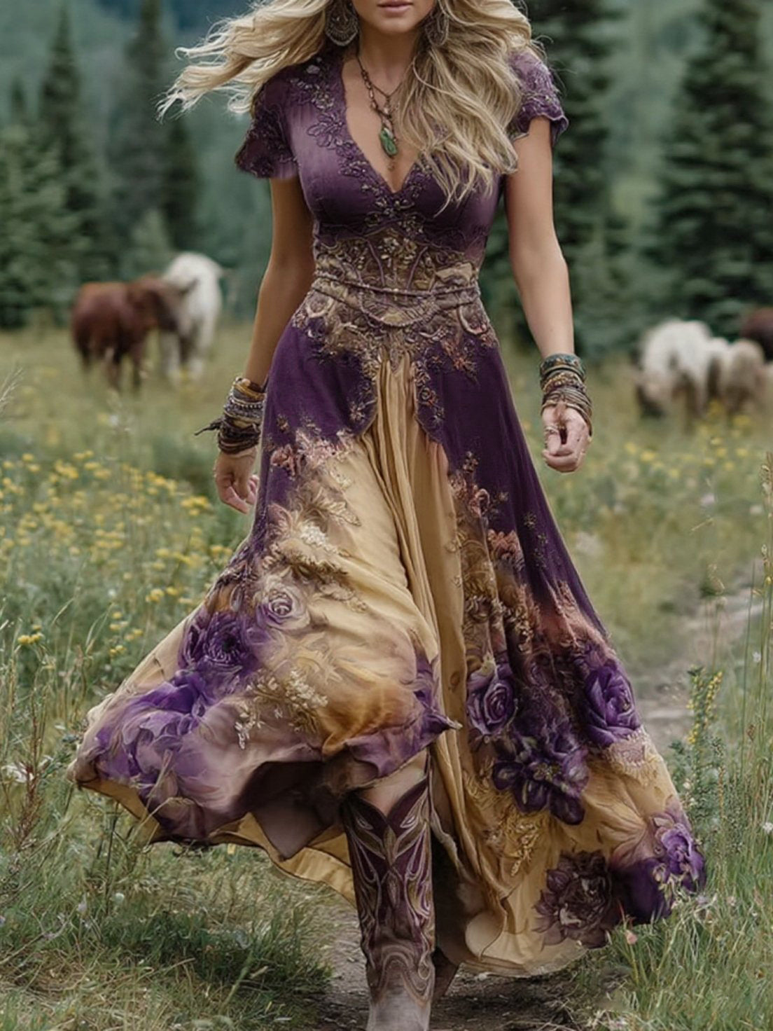 Kelly | Vestido Maxi Floral en Degradé