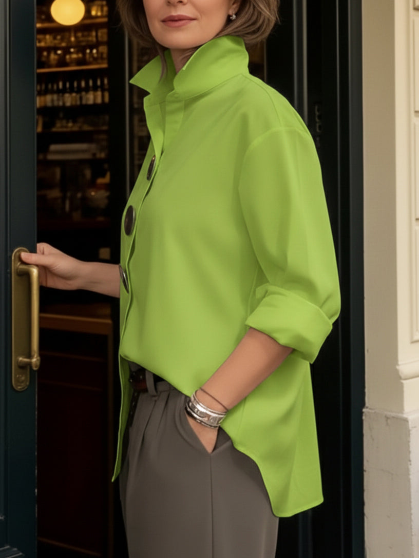 Rosalind | Blusa con Cuello de Pie y Botones Declarativos