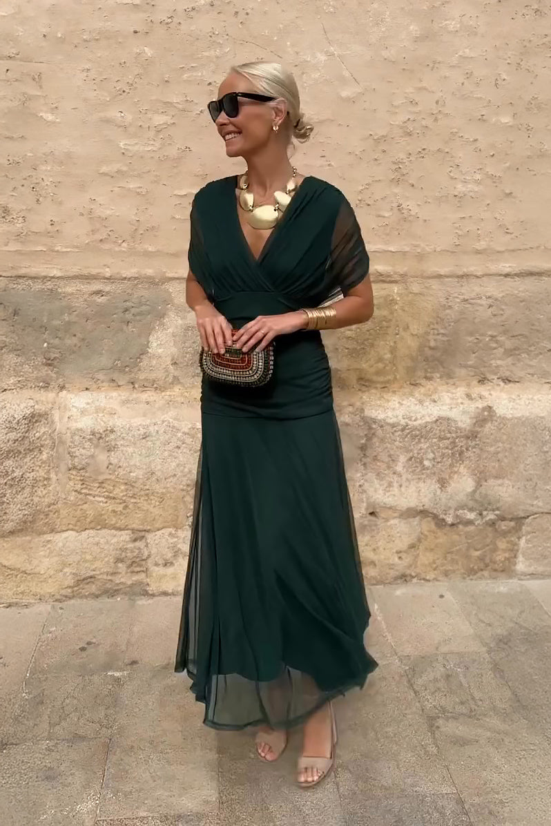 Monica | Vestido Maxi de Flores Fantásticas con Escote en V
