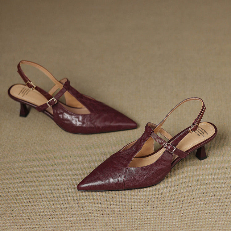 Tacones Altos de Cuero Noir Auténtico