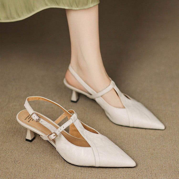 Tacones Altos de Cuero Noir Auténtico