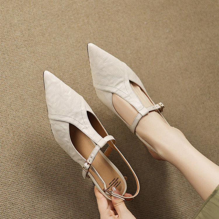 Tacones Altos de Cuero Noir Auténtico