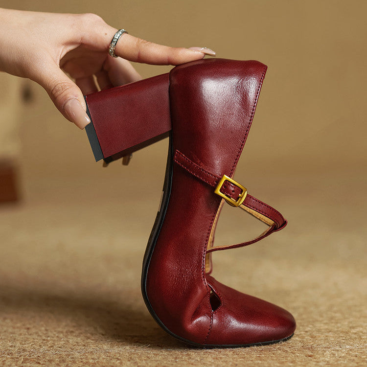 Elora Tacones Altos de Cuero Auténtico