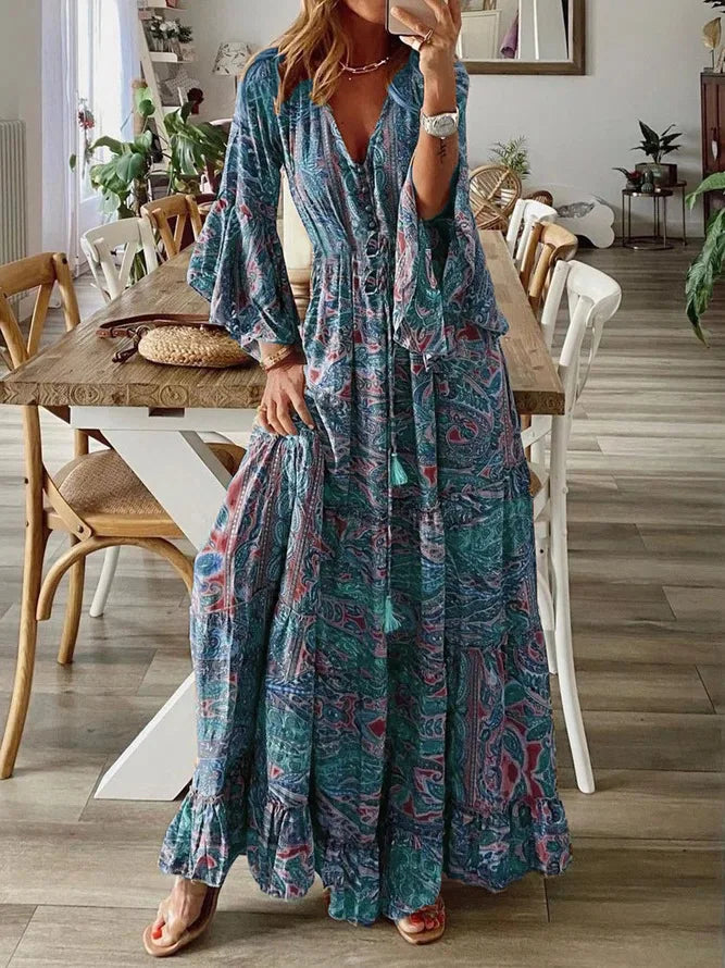 Charlotte | Vestido Maxi Bohemio con Escote en V