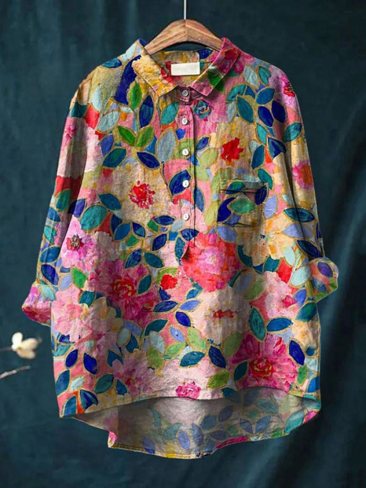 Lina | Camisa Bordada Floral Vibrante