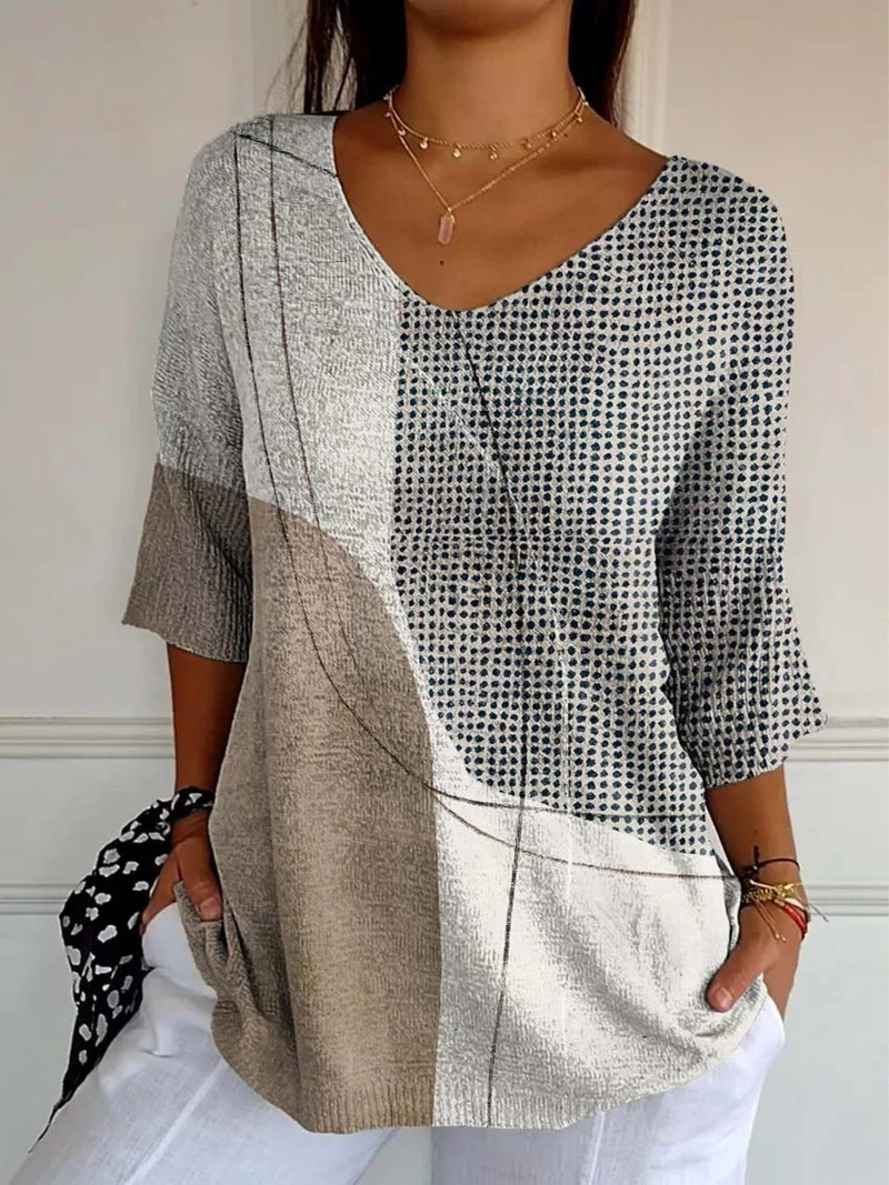 Dolores - Suéter de Punto Casual para Mujeres con Patrón Geométrico Abstracto