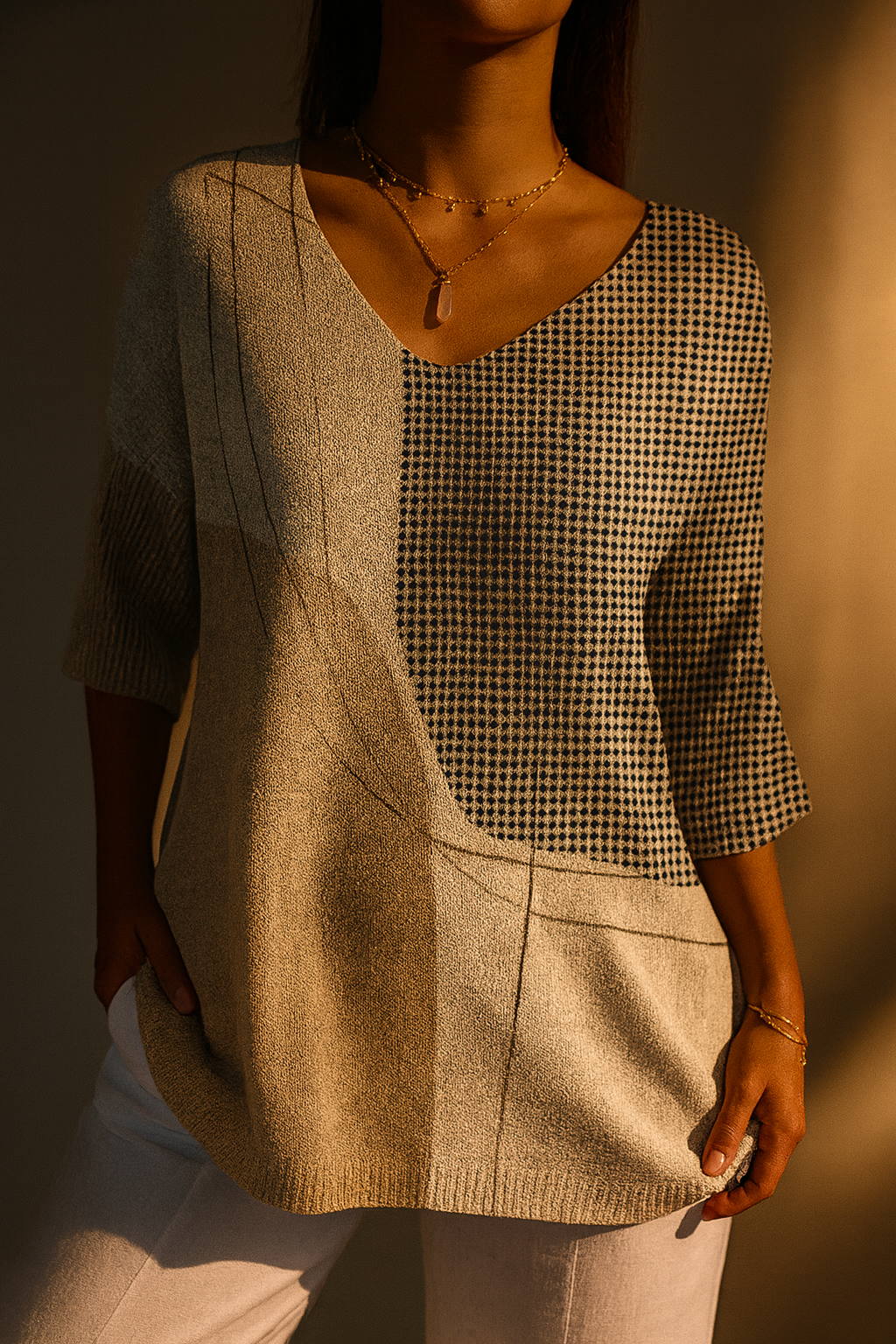 Dolores - Suéter de Punto Casual para Mujeres con Patrón Geométrico Abstracto