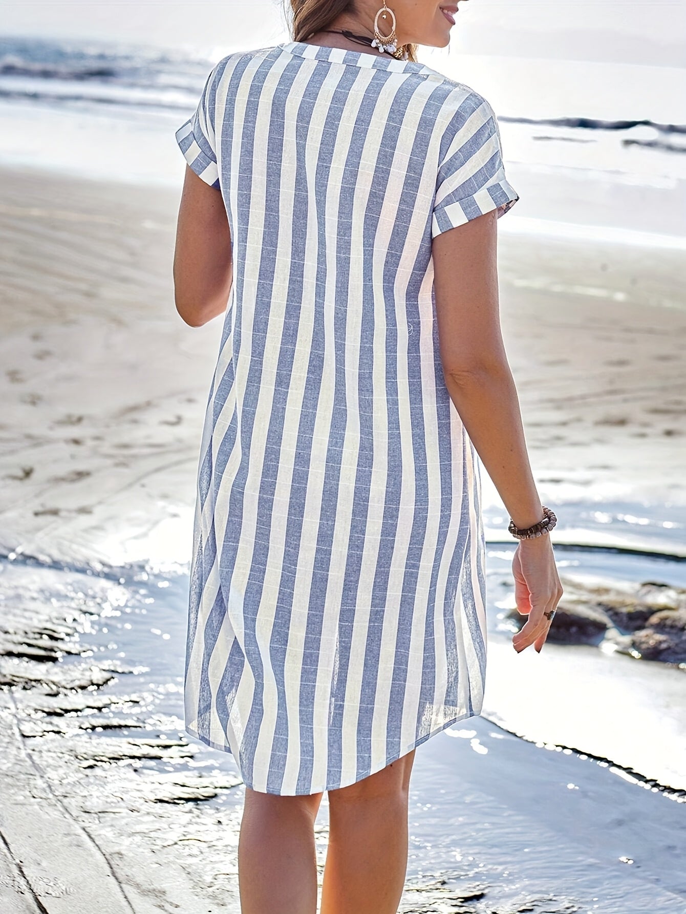 Veronica - Vestido de manga corta a rayas