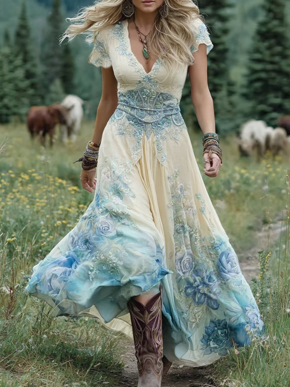 Kelly | Vestido Maxi Floral en Degradé